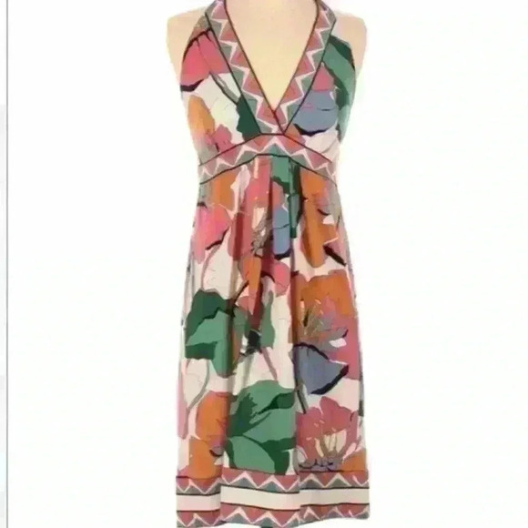 BCBGMAXAZRIA Flowered Halter Top Dress -B10 - Picture 3 of 7